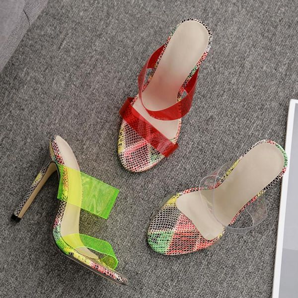 

slippers high heel sandals women shoes design fashion leopard print summer, Black