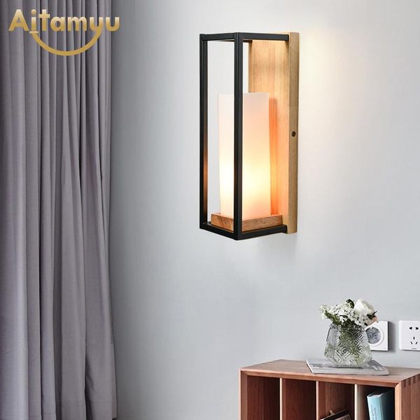 

wooden led wall lamp for bedroom reading el bedside decor sconce iron lights