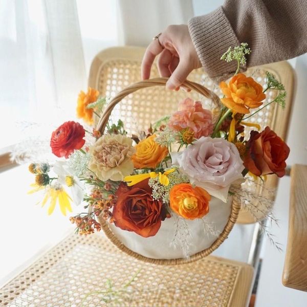 

other home decor portable flower basket rattan woven arrangement easy to carry perfect decoration for houses picnic