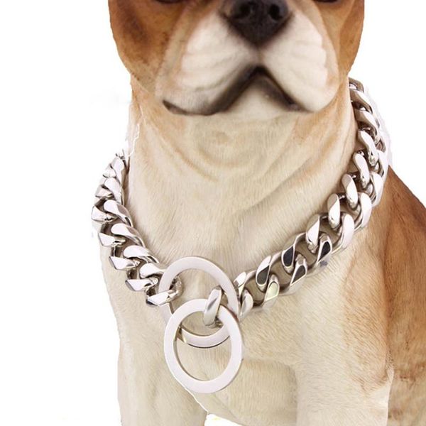

dog collars & leashes oem custom logo silver choke metal collar pets product six surface diamond-cut stainless steel