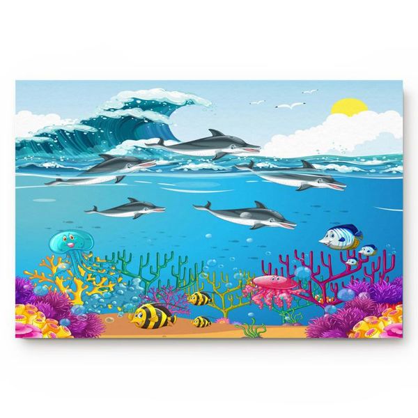 

cushion/decorative pillow cartoon marine pattern dolphin fish waves living room doormat home environmental protection bathroom door non-slip