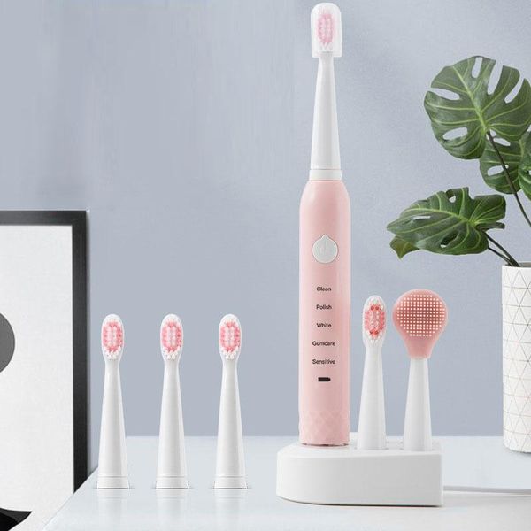 

usb soft bristle rechargeable toothbrush for men and women couples sonic vibration electric teethbrush with cleansing head smart