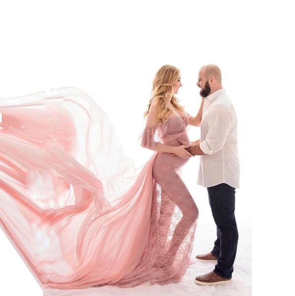 

maternity dresses cotton long pography props pregnancy dress chiffon for po shooting off shoulder women maxi gown, White