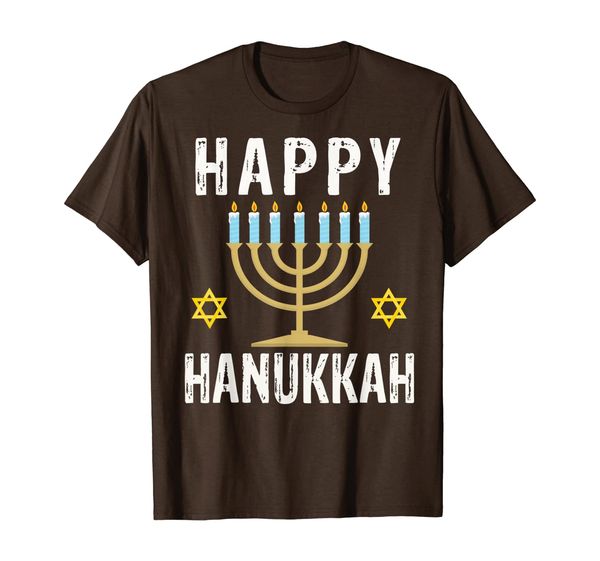 

happy hanukkah jewish challah menorah gift t-shirt, White;black