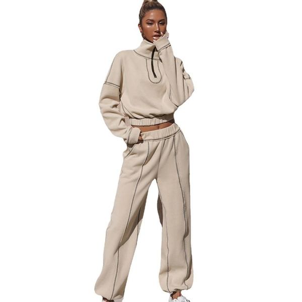 

women's jackets european and american clothing fashion sports leisure sweater suit two-piece set, Black;brown