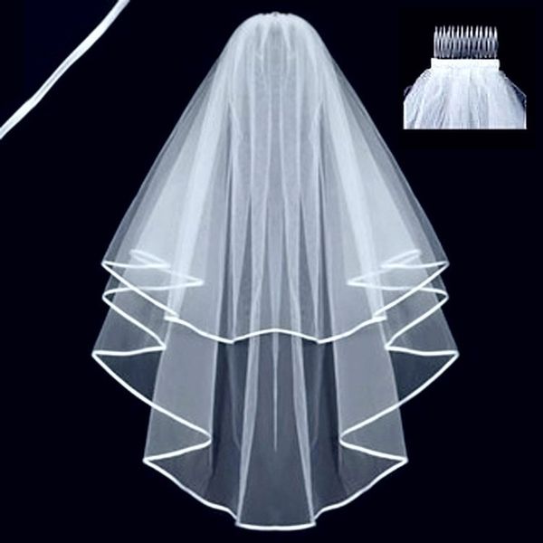 

two layers tulle short bridal veils sale wedding accessory for wedding dresses, Black