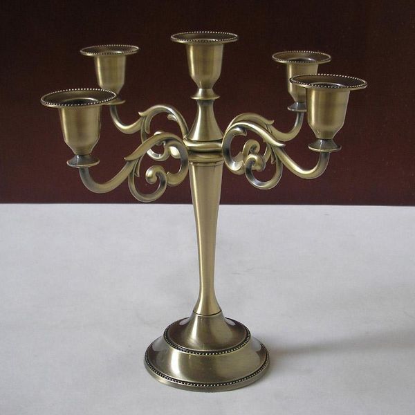

modern 5-branch bronze silver alloy metal candelabra candlestick centerpiece candle holder wedding decoration holders