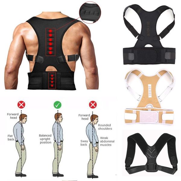 

tom's hug adjust magnetic shoulder back support belt therapy posture corrector beige man and women, Black;blue