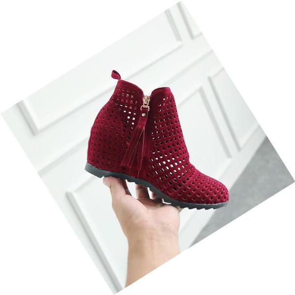 

boots summer women ankle botas breathable hidden wedges cutout ladies dress casual shoes black size 9