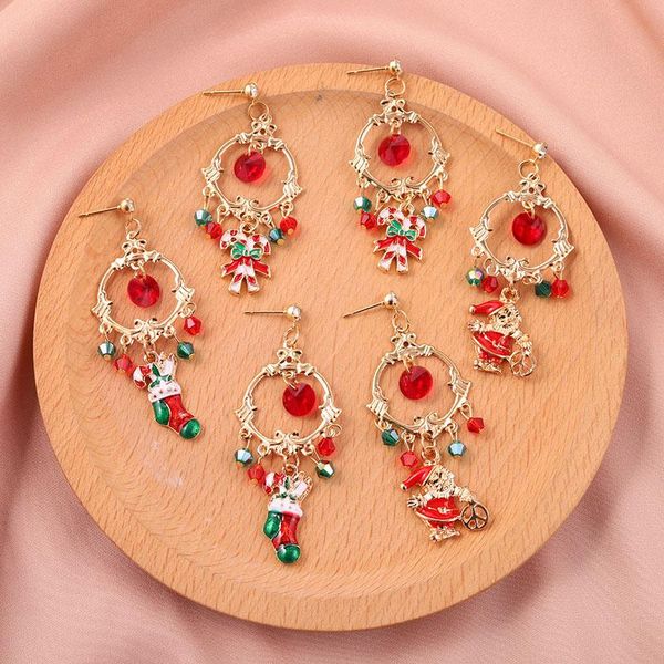 

stud creative kawaii santa claus deer asymmetric earrings for women cute snowman baby christmas jewelry year gifts, Golden;silver