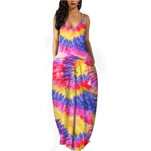 

deep diagonal 2021 gradient women's stripe tie dye v sling dress, White;black