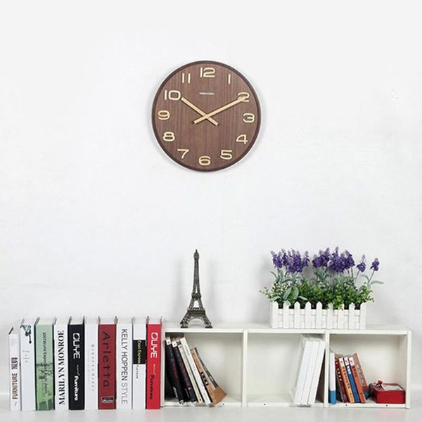 

30/35/40cm creative mute modern design large wall clock for office home decor battery operated silent light luxury wood clocks