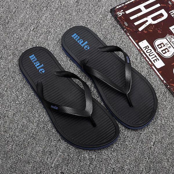 

slippers 2021 arrival summer men flip flops beach sandals anti-slip zapatos hombre casual shoes, Black