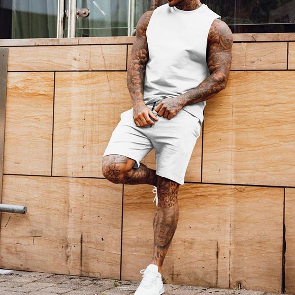 

men's tracksuits summer casual sport suit round neck pullover comfort clothing 2 piece two-piece style 2021, Gray