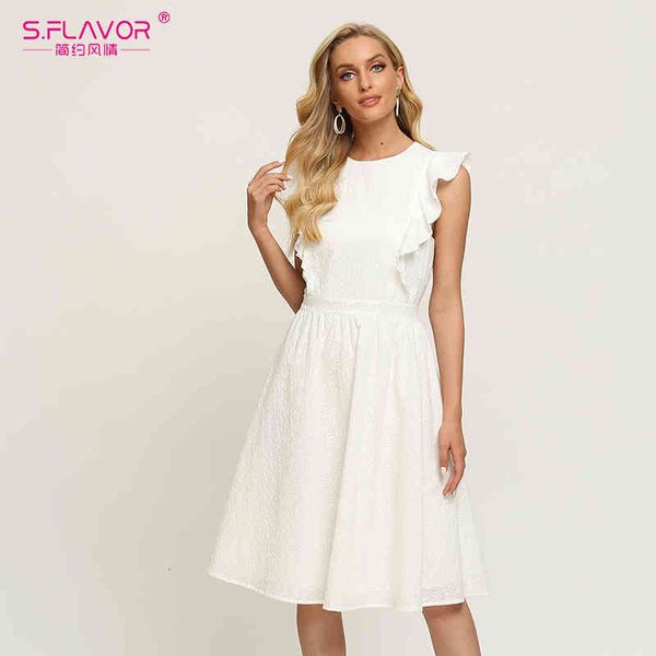 

dresses white hollow out cotton 2021 summer ruffles sleeveless a-line dress beach style women casual midi sundress, Black;gray