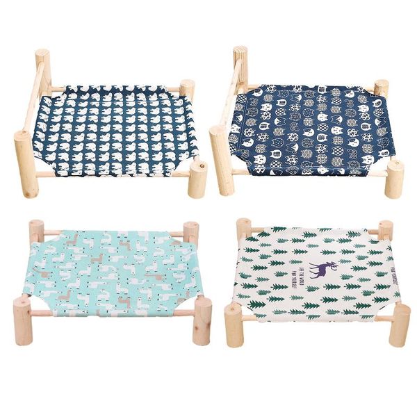 

cat beds & furniture durable canvas bed house elevated hammocks cushion wood lounge for small dogs cats pet robust
