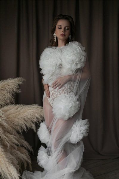 

wraps & jackets plus size maternity white night robe multilayered ruffles split party sleepwear custom made floor length nightgowns robes