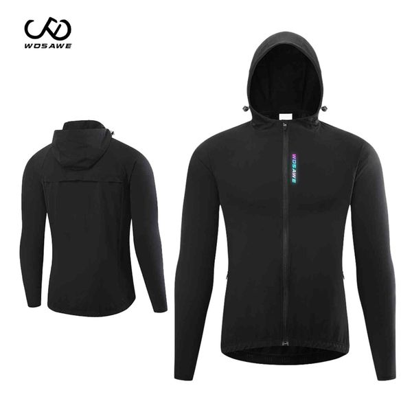 

wosawe men's bicycle et, raincoat with pocket, mountain bike windbreaker, Black