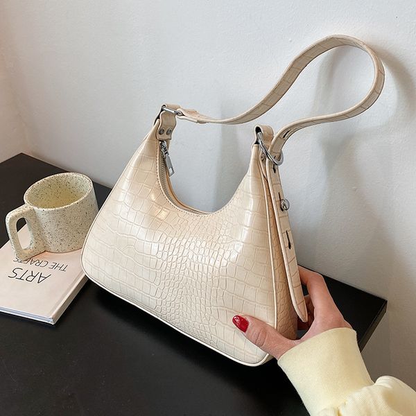

stone pattern half-moon design pu leather shoulder underarm bags for women 2021 luxury fashion small handbags and purses l003