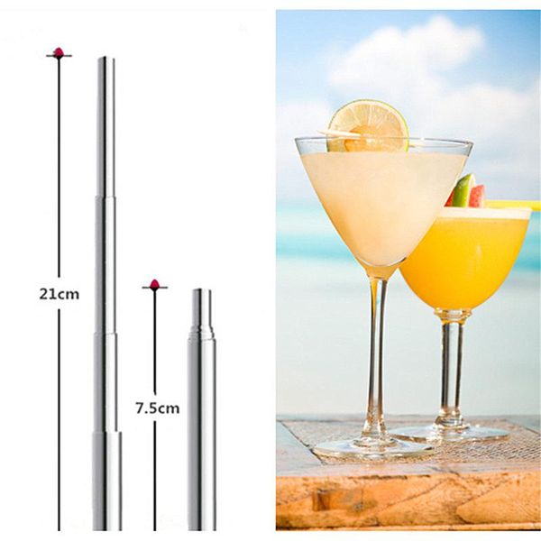 

drinking straws 1pcs elastic metal straw reusable stainless steel bag bar tool