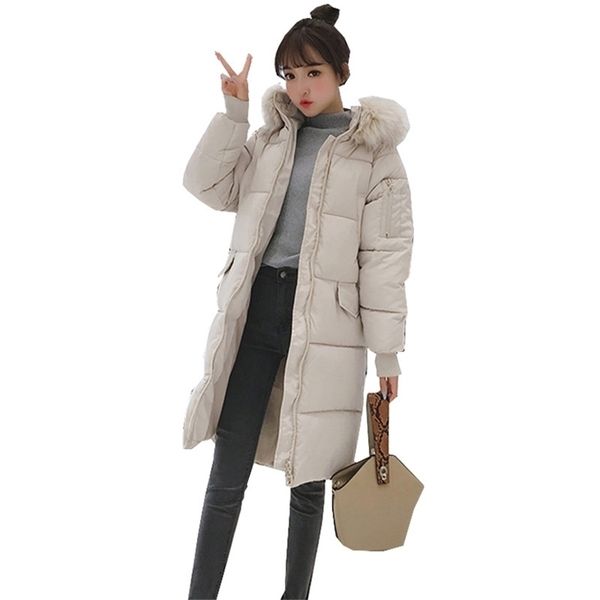 

autumn winter loose women parka outwear coat jacket long sleeve knee length medium thick warm fashion cotton 211008, Black