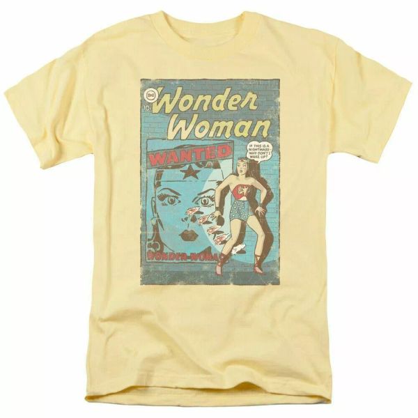 

wonder woman wanted t shirt mens licensed classic dc comics tee banana, White;black