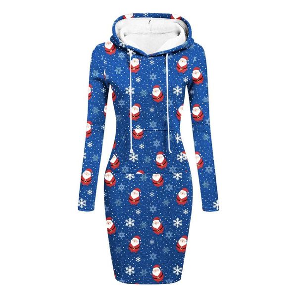 

casual dresses women christmas hoodie dress bag hip pocket hat print party fashion loose mini poullover top, Black;gray