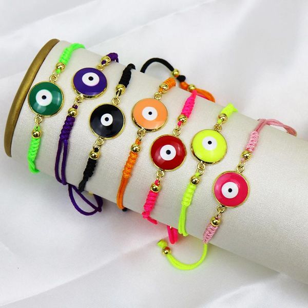 

beaded, strands 10 pcs strand bracelet chain eyes charms bead colorful rope women jewelry 8530, Black