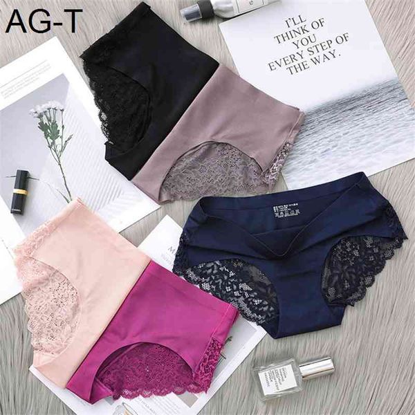 

lace one piece traceless ice women's middle waist cotton crotch large size thin breathable underwear, Black;pink