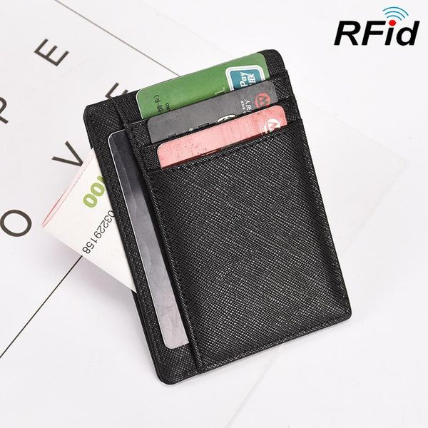 

card holders rfid cow leather sweet fashion candy color business holder womens safiano cross pattern wide plus size id case wallet, Brown;gray