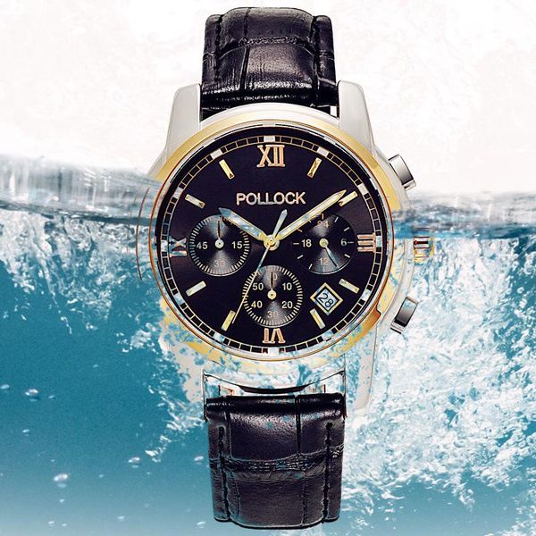 

wristwatches clocks business men's watch waterproof leather calendar quartz men watches, Slivery;brown