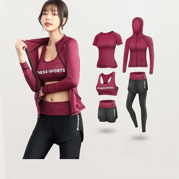

women's tracksuits 2 & 5pcs/set women sports yoga set workout sportswear gym fitness shove sleeve bottomed pants high waist, Gray