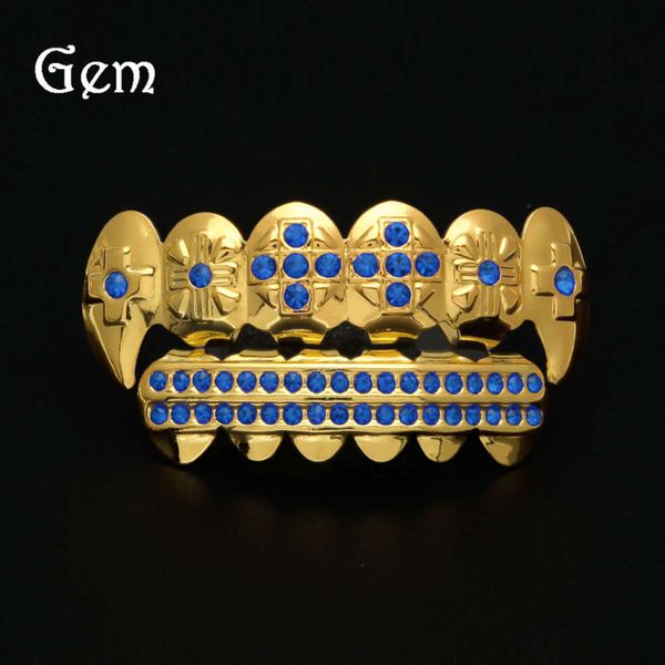 

fashion brand hip hop jewelry gold teeth set with color diamond, Silver