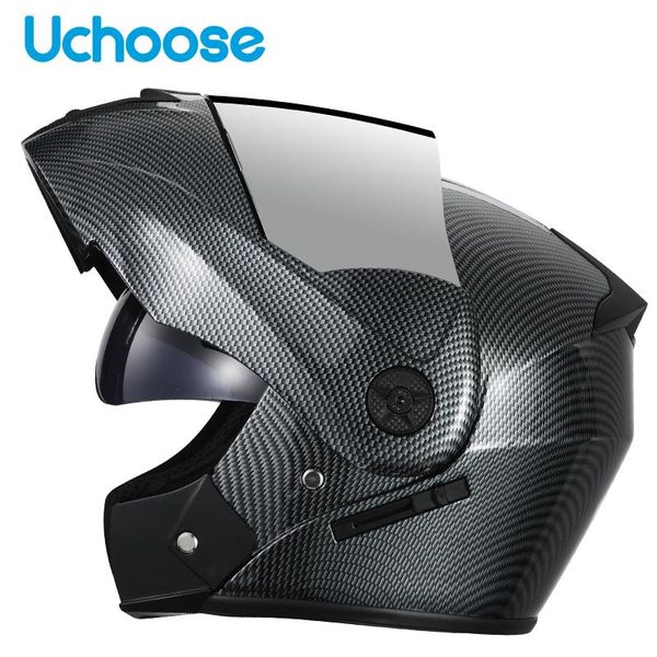 

motorcycle helmets flip up helmet dual visor lens motocross racing casco moto modular carbon safe motorbike women men