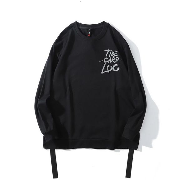 

high street hip hop dark letter printed long sleeve pullover autumn and winter youth oversize large sweater, Black