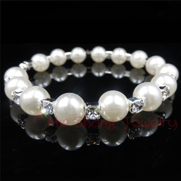 

bangle 1 rows trendy crystal cubic simulated pearl bracelet rhinestone fashion jewelry accessories, Black