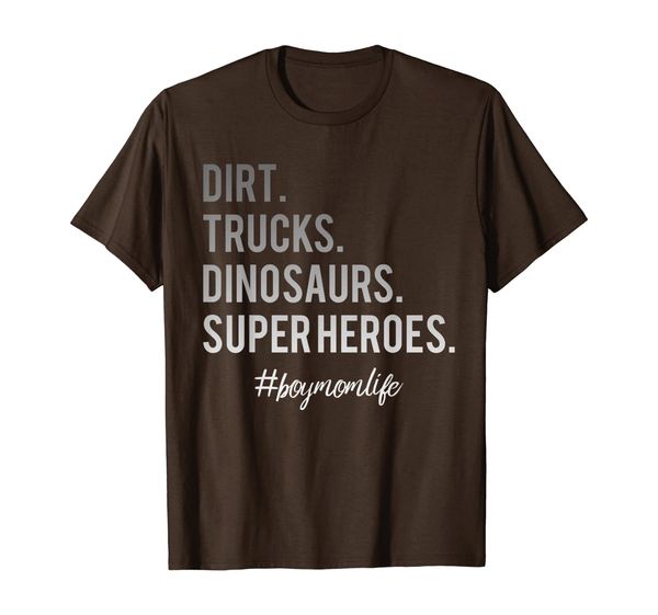 

#boymomlife dirt trucks t shirt for mom, White;black