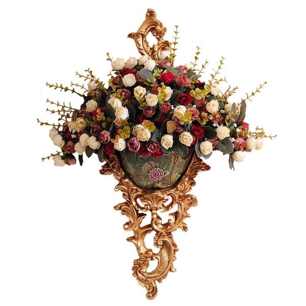 

vases european ancient wall hanging resin vase creative bar home luxury retro mural flowers basket ornament livingroom crafts art