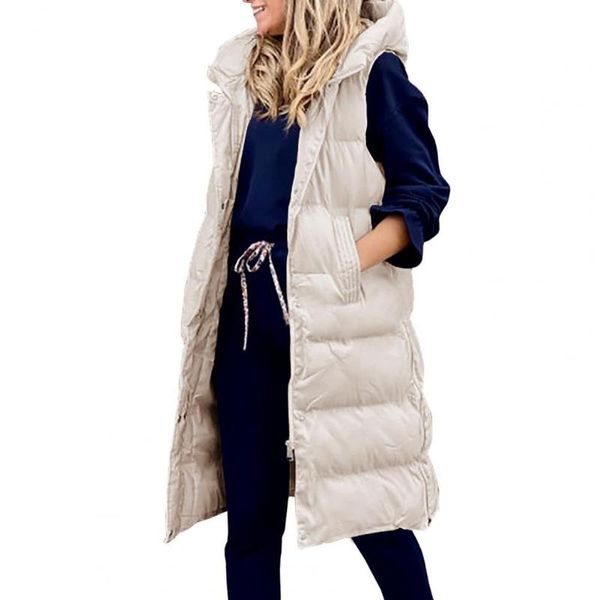 

women's trench coats winter women down coat single-breasted casual hooded sleeveless warm jacket for clothing, Tan;black
