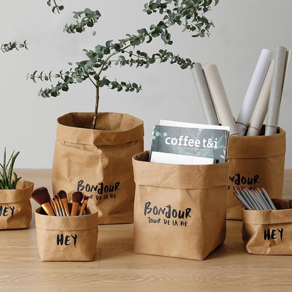 

kraft paper storage bag multipurpose vegetable fruit plants pot flower basket cover home clothing toy cosmetics bags