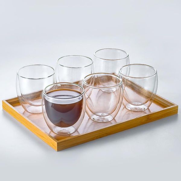 

wine glasses 6pc 250ml/350ml gift box set heat-resistant double-layer glass cup beer espresso coffee tea safe packaging