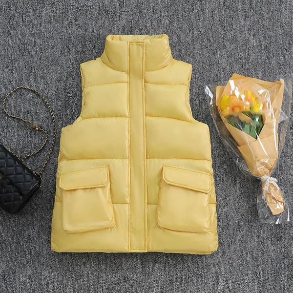 

women's vests 2021 fashion winter coat women warm vest plus size candy color cotton jacket female wadded feminina chalecos, Black;white