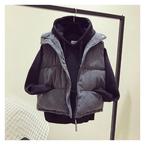 

women's down & parkas uliyou est autumn winter women thick vest coat warm short sleeveless waistcoat corduroy cotton jacket vests haraj, Black