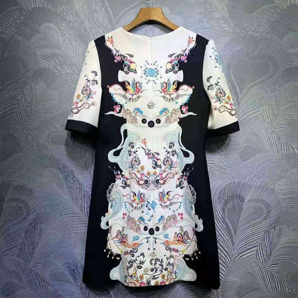 

dress vintage seqinyy ed up flowers printing spring fashion design feminine track white mini black beads, Black;gray