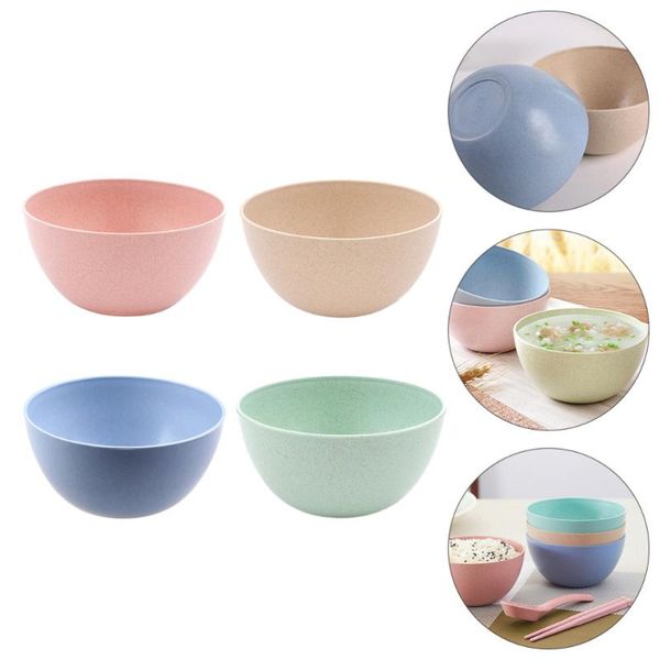 

bowls 4pcs wheat straw soup dessert salad stir (assorted color)
