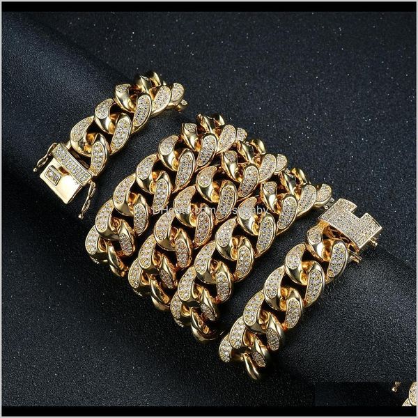 Pendenti Drop Delivery 2021 18Mm Catena a maglia cubana Collana di diamanti di lusso Catene Hip Hop Bling Gioielli da uomo Designer Iced Out Gold Rapper St