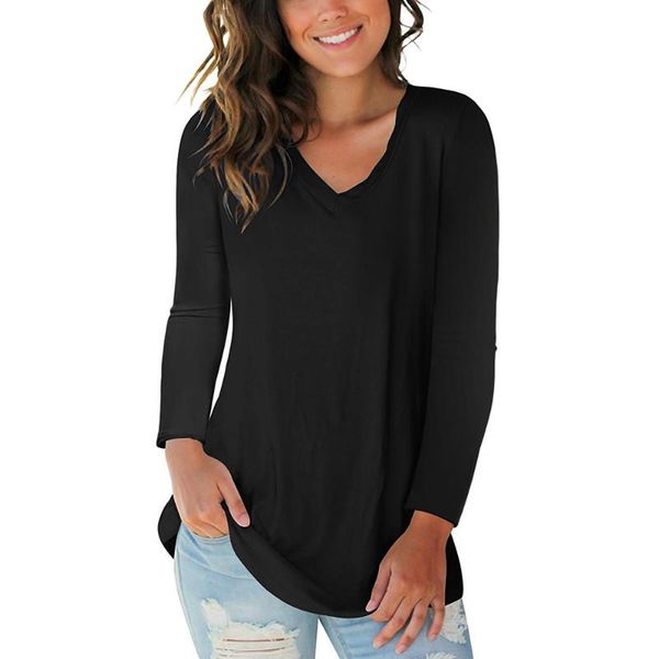 

women's t-shirt 2021 spring long sleeve women basic tee shirt oversize 5xl t v neck solid casual ladies fashion plus size, White