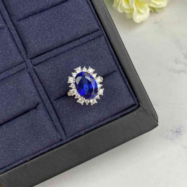 

s925 sterling silver fashion temperament blue lady ring engagement jewelry