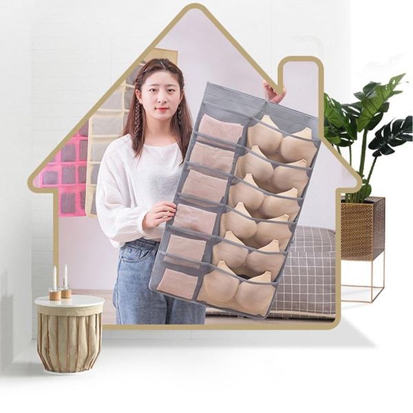 

storage boxes & bins underwear bra organizer hangering sundry socks breathable double sided door pockets pouch clear wardrobe wall rack clos