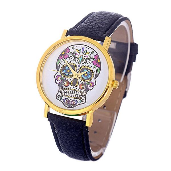 

fashionable garden hip hop style skull pattern fashion watch belt for man women wristwatches, Slivery;brown